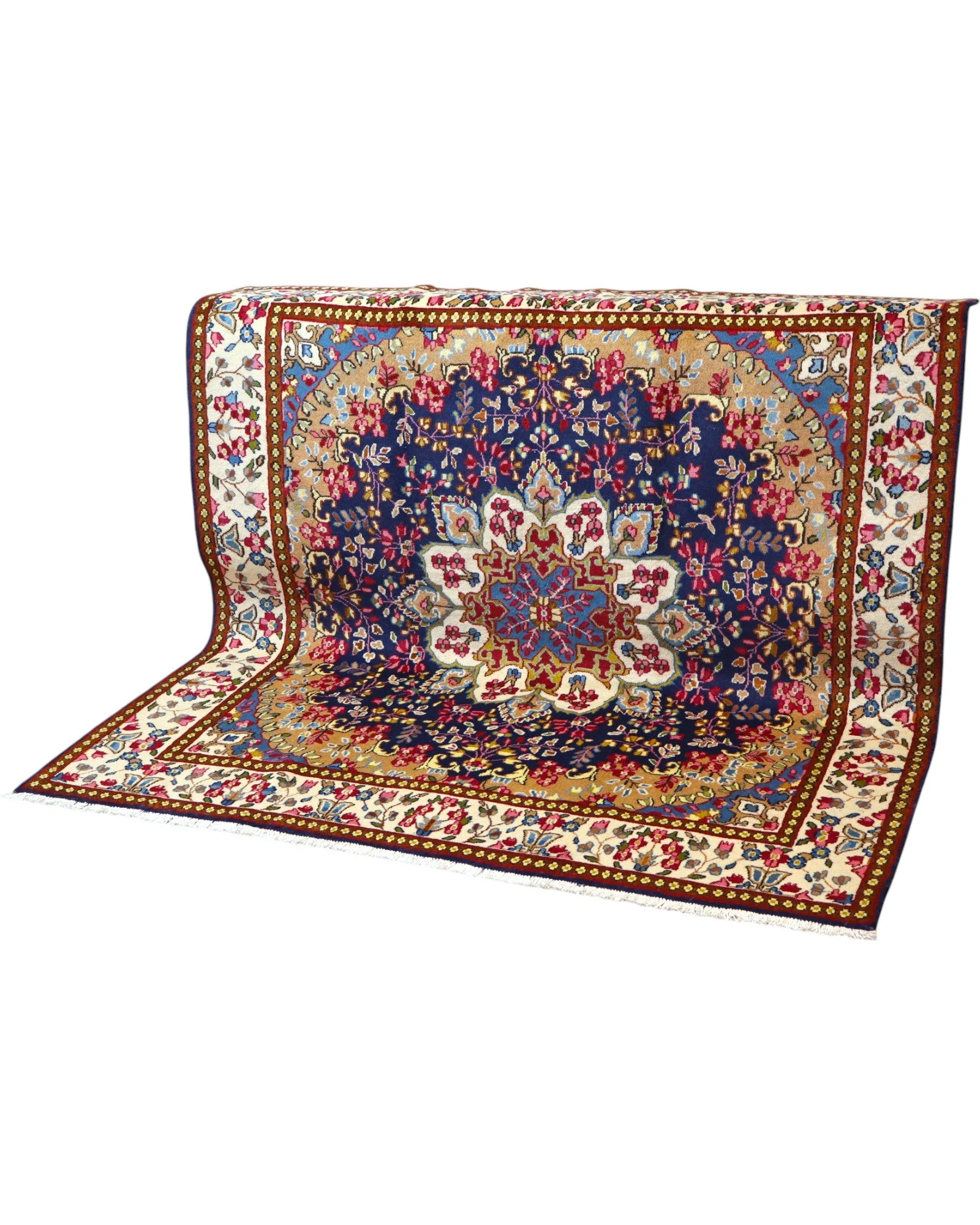 perserteppich-kerman-197-x-187-cm-schurwolle-handgeknupft-floral-50 Handgeknüpfter Kerman Perserteppich 197 × 187 cm