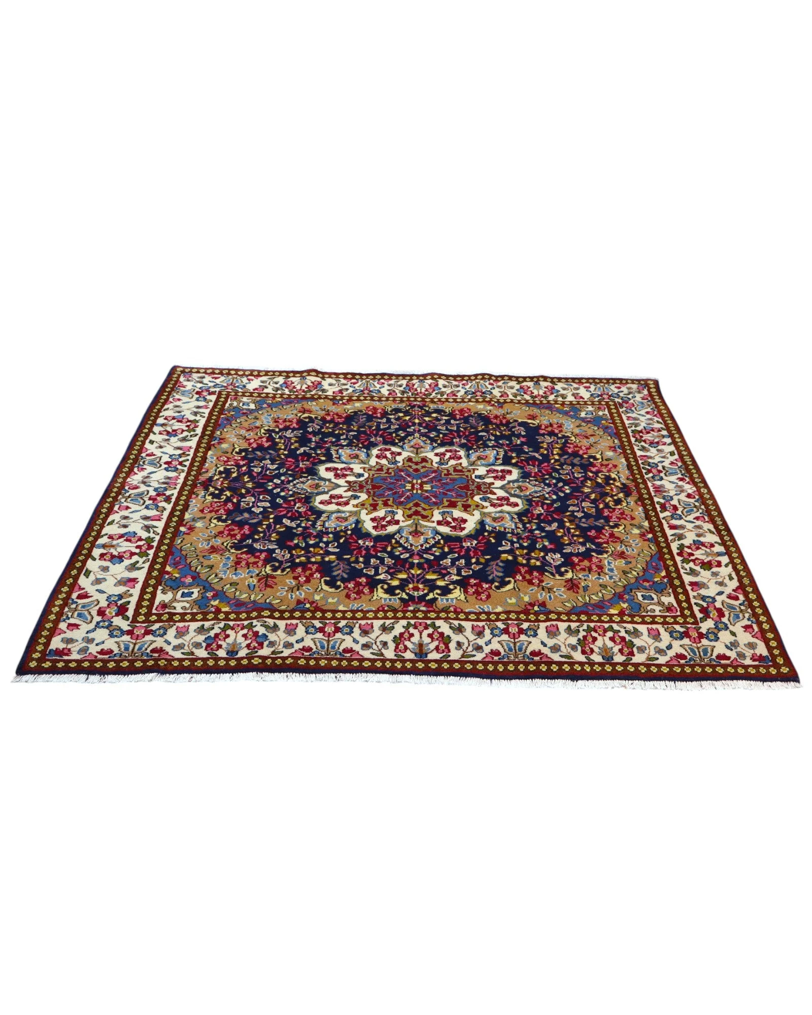 perserteppich-kerman-197-x-187-cm-schurwolle-handgeknupft-floral-57 Handgeknüpfter Kerman Perserteppich 197 × 187 cm