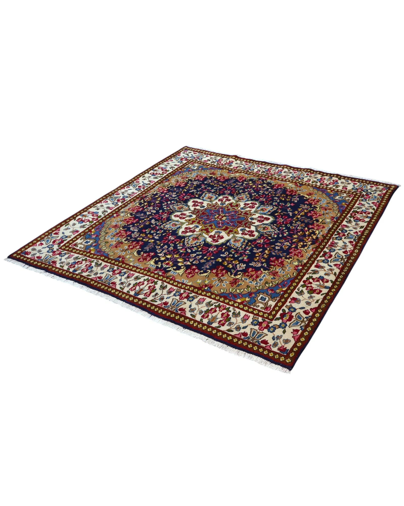 perserteppich-kerman-197-x-187-cm-schurwolle-handgeknupft-floral-64 Handgeknüpfter Kerman Perserteppich 197 × 187 cm