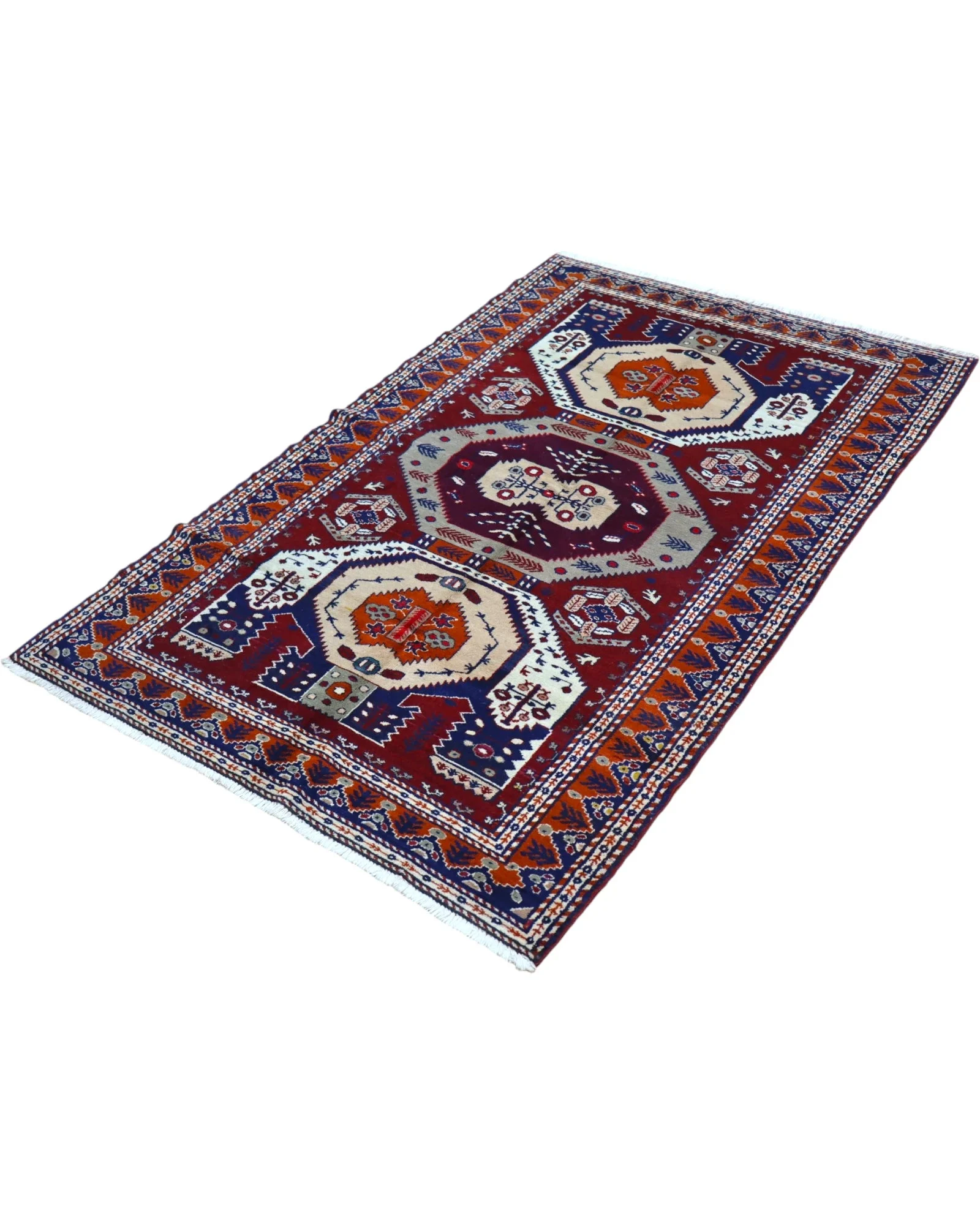 Orientteppich 200 × 125 cm aus Wolle, handgeknüpft