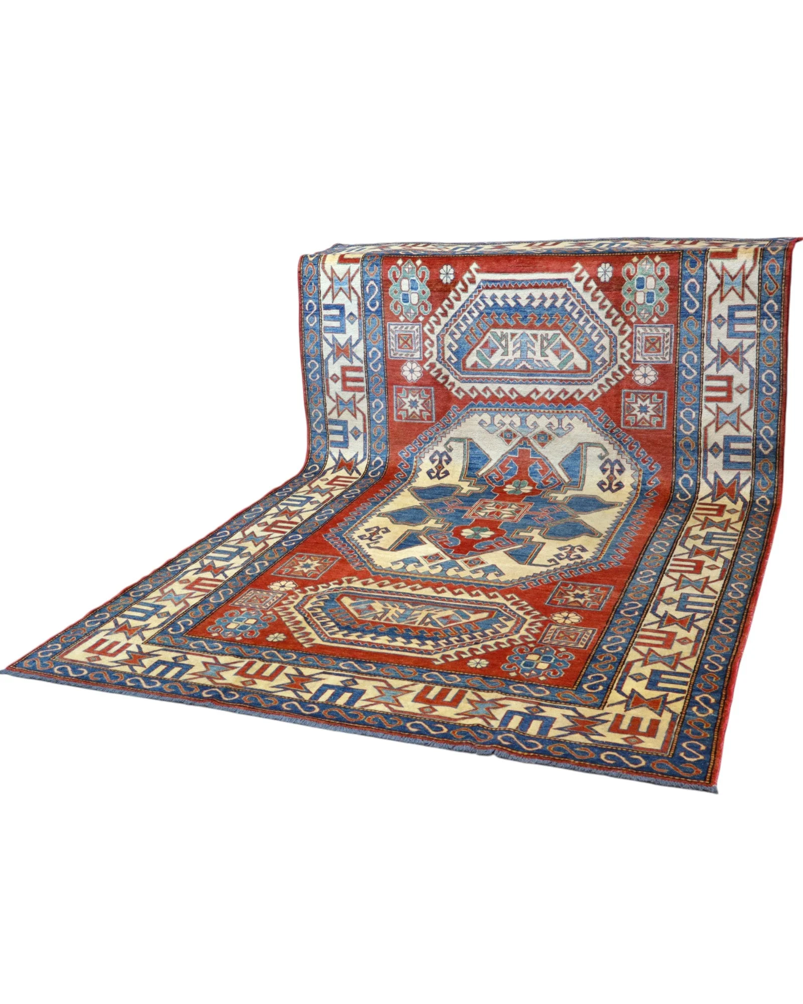 Kazak Orientteppich 346 × 210 cm aus Wolle, handgeknüpft