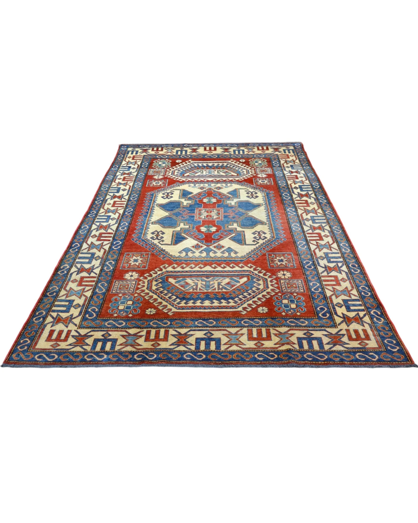 Kazak Orientteppich 346 × 210 cm aus Wolle, handgeknüpft