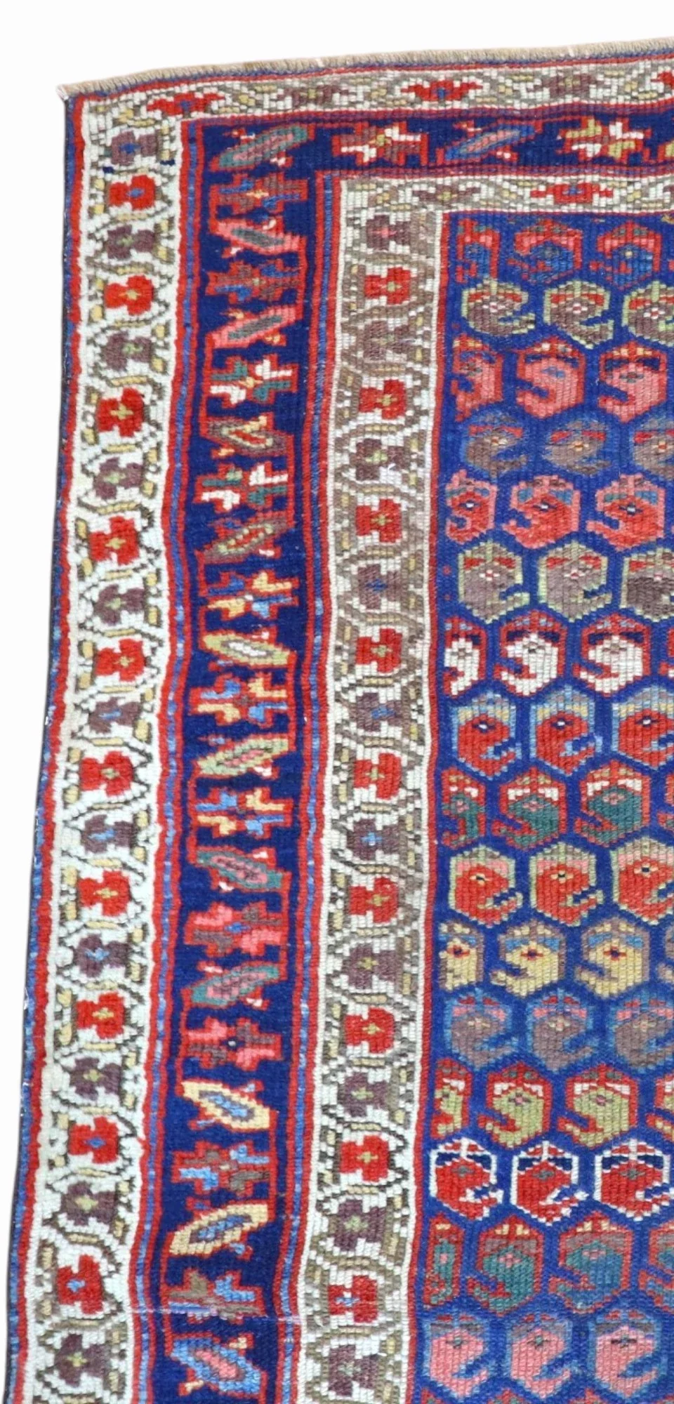 orientteppich-kaukasus-266-x-136-cm-schurwolle-handgeknupft-blau-rueckseite Handgeknüpfter Orientteppich, 266 × 136 cm, Wolle